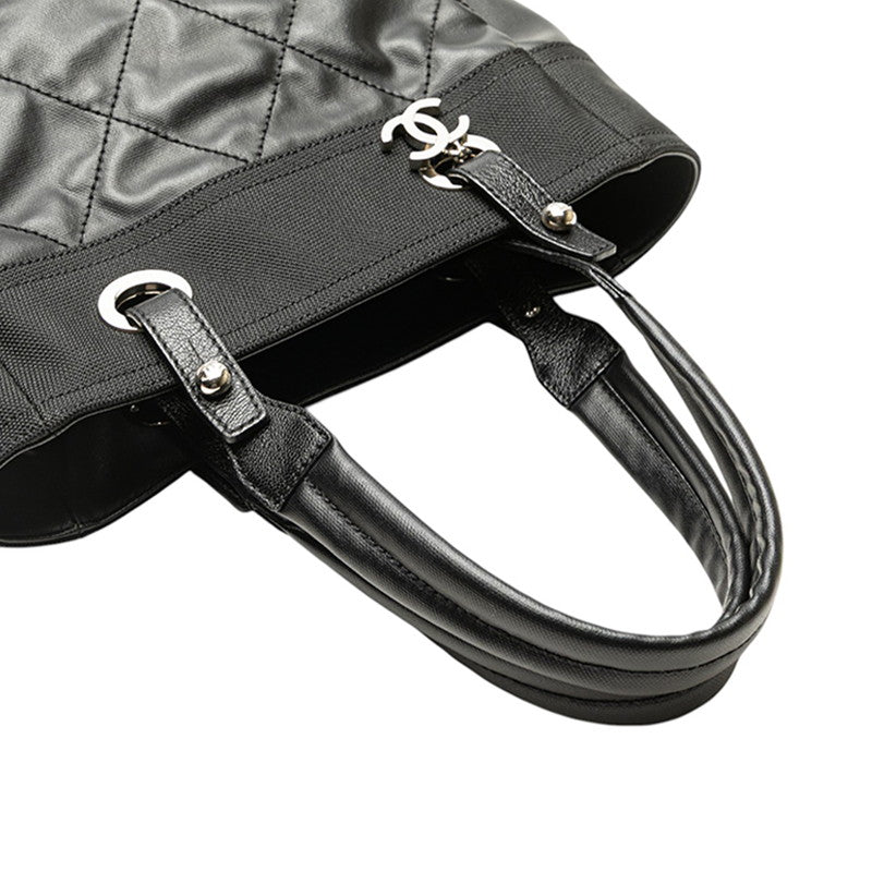 シャネル パリビアリッツPM ココマーク トートバッグ ハンドバッグ A34208 ブラック PVC レザー レディース CHANEL 【中古】