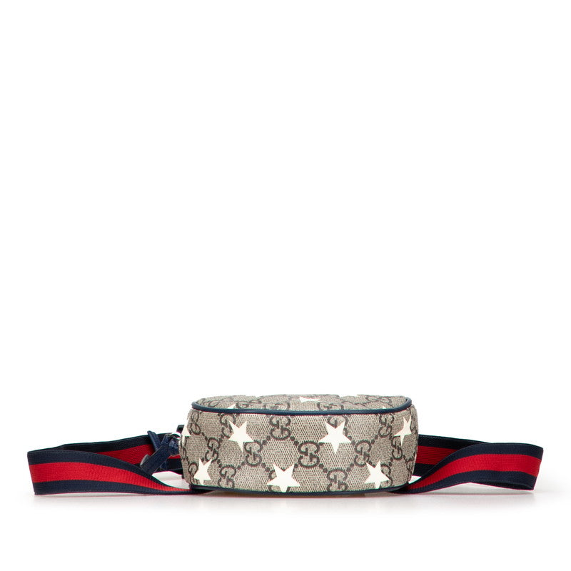 グッチ チルドレンズ GGスプリーム スター ウエストバッグ 502330 ベージュ ネイビー PVC レザー レディース GUCCI 【中古】