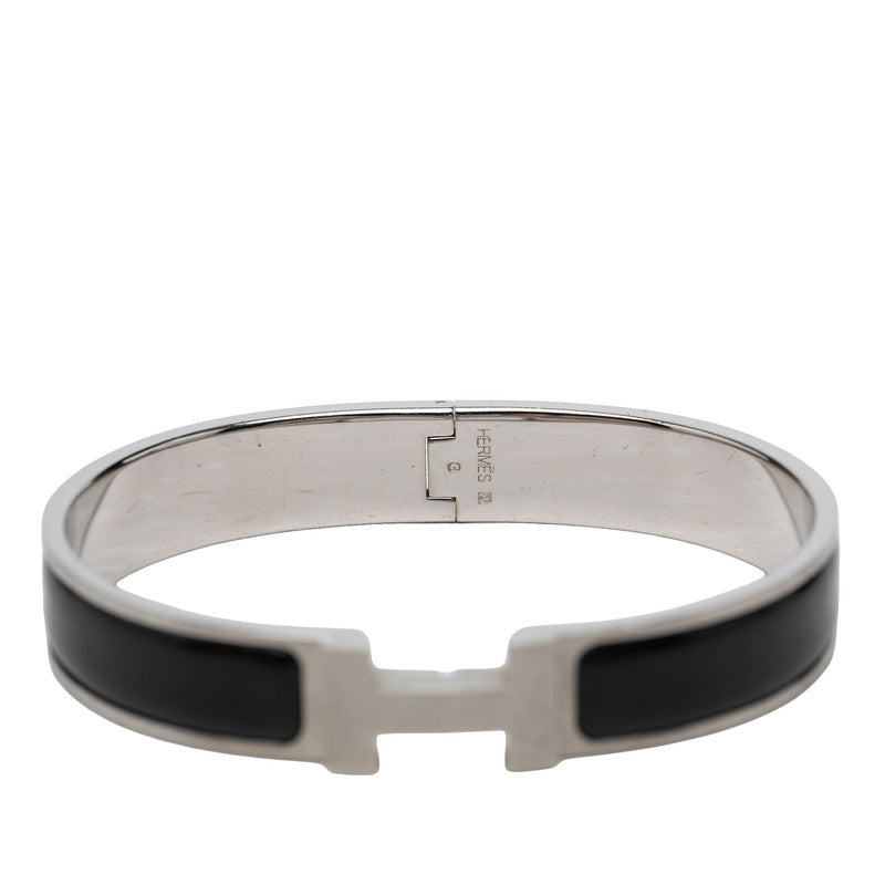 エルメス クリックHH T5 XL エナメルブレスレット バングル シルバー ブラック メタル レディース HERMES 【中古】