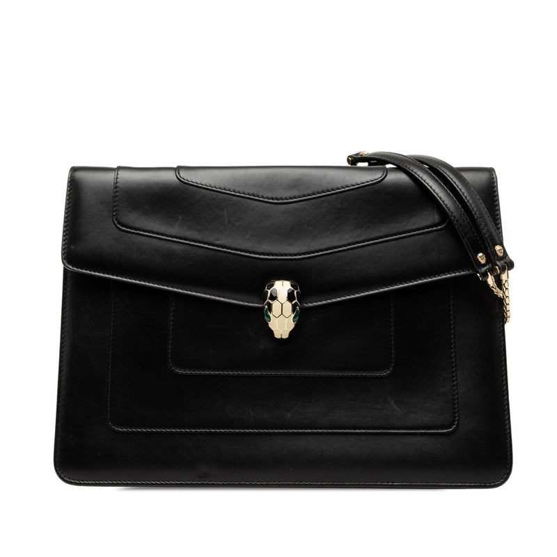 ブルガリ セルペンティ フォーエバー チェーン トートバッグ ショルダーバッグ ブラック レザー レディース BVLGARI 【中古】