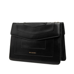 ブルガリ セルペンティ フォーエバー チェーン トートバッグ ショルダーバッグ ブラック レザー レディース BVLGARI 【中古】
