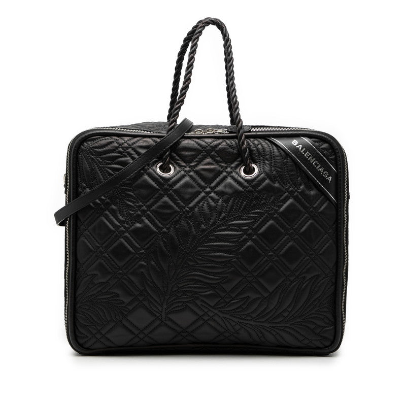 バレンシアガ ブランケット スクエアM ハンドバッグ ショルダーバッグ 2WAY 466542 ブラック レザー レディース BALENCIAGA 【中古】