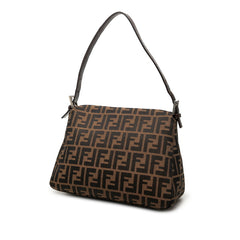フェンディ ズッカ ワンショルダーバッグ ブラウン ブラック キャンバス レザー レディース FENDI 【中古】