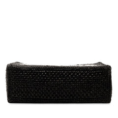 ロエベ フォント トート ミニ トートバッグ ショルダーバッグ 2WAY ブラック ラフィア レザー レディース LOEWE 【中古】