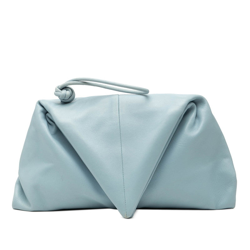 ボッテガヴェネタ トライアングル クラッチバッグ ライトブルー レザー レディース BOTTEGAVENETA 中古