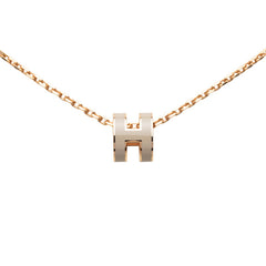 エルメス ミニポップアッシュH ネックレス ゴールド ベージュ メッキ レディース HERMES 【中古】