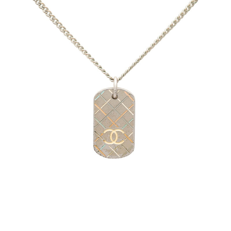 シャネル ココマーク ドッグタグ チェーン ネックレス ペンダント P05 シルバー マルチカラー メタル レディース CHANEL 中古