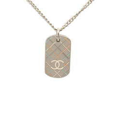 シャネル ココマーク ドッグタグ チェーン ネックレス ペンダント P05 シルバー マルチカラー メタル レディース CHANEL 中古