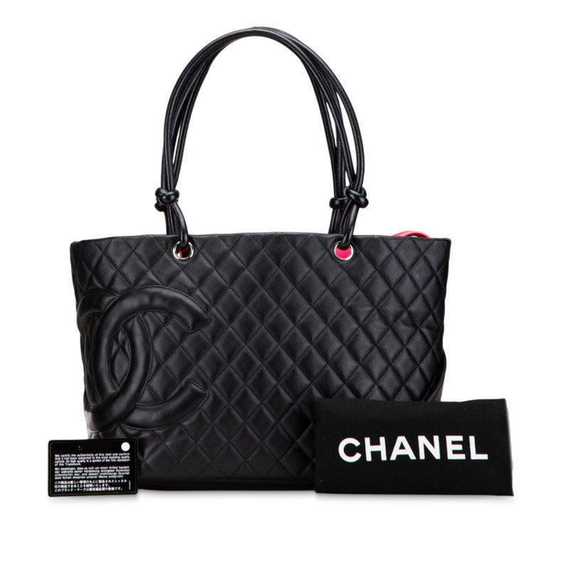 シャネル マトラッセ カンボンライン ココマーク トートバッグ ハンドバッグ ブラック ラムスキン レディース CHANEL 【中古】