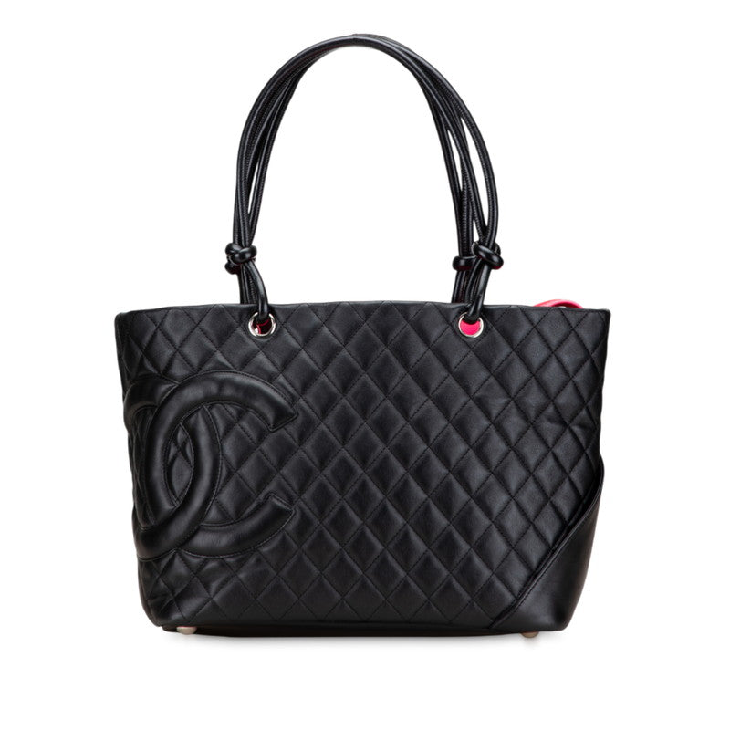 シャネル マトラッセ カンボンライン ココマーク トートバッグ ハンドバッグ ブラック ラムスキン レディース CHANEL 【中古】