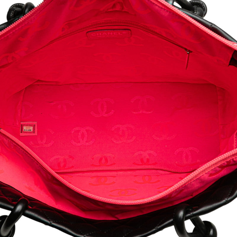 シャネル マトラッセ カンボンライン ココマーク トートバッグ ハンドバッグ ブラック ラムスキン レディース CHANEL 【中古】