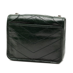 サンローラン YSL ニキ Vステッチ 斜め掛け チェーンショルダーバッグ 583103 カーキ レザー レディース SAINT LAURENT 【中古】