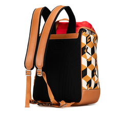 グッチ インターロッキングG リュック バックパック 696013 ブラウン ベージュ レッド ナイロン レザー レディース GUCCI 【中古】