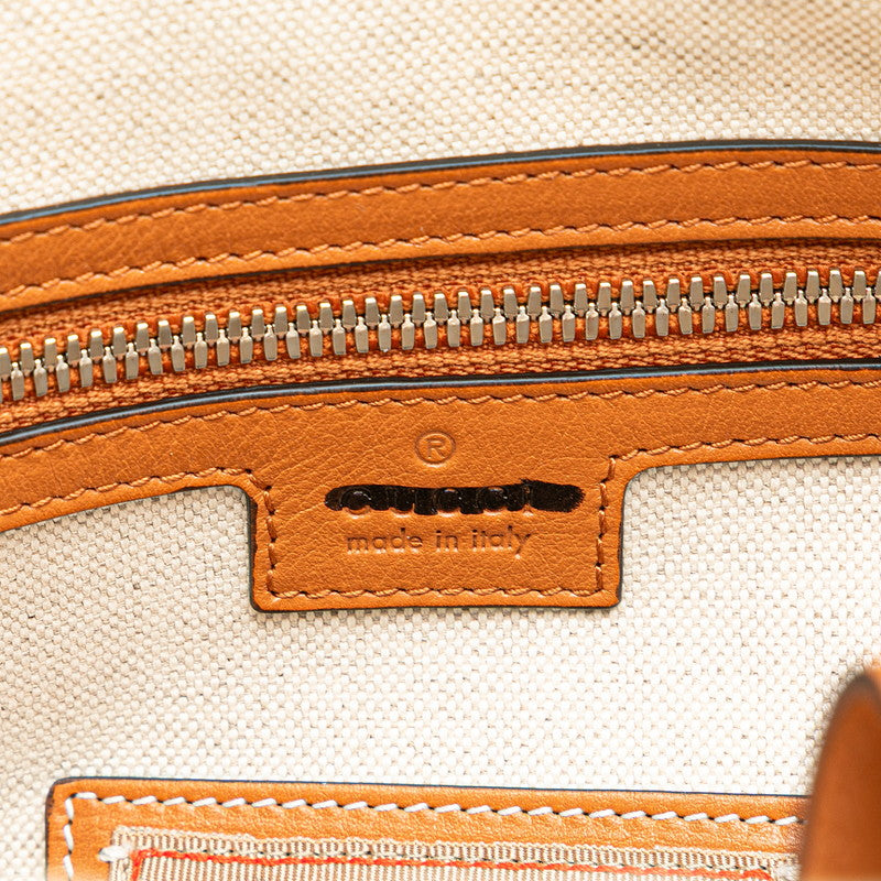 グッチ インターロッキングG リュック バックパック 696013 ブラウン ベージュ レッド ナイロン レザー レディース GUCCI 【中古】