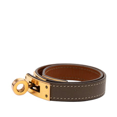 エルメス ケリー ドゥブルトゥール ブレスレット グレー ブラウン レザー メッキ レディース HERMES 【中古】