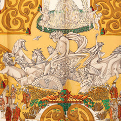 エルメス カレ90 LE PARADIS DU ROY 王の楽園 スカーフ 大判 イエロー系 シルク レディース HERMES 【中古】
