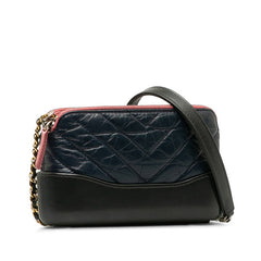 シャネル ガブリエル キルティング チェーン ウォレット ミニ ショルダーバッグ ネイビー レザー レディース CHANEL 中古