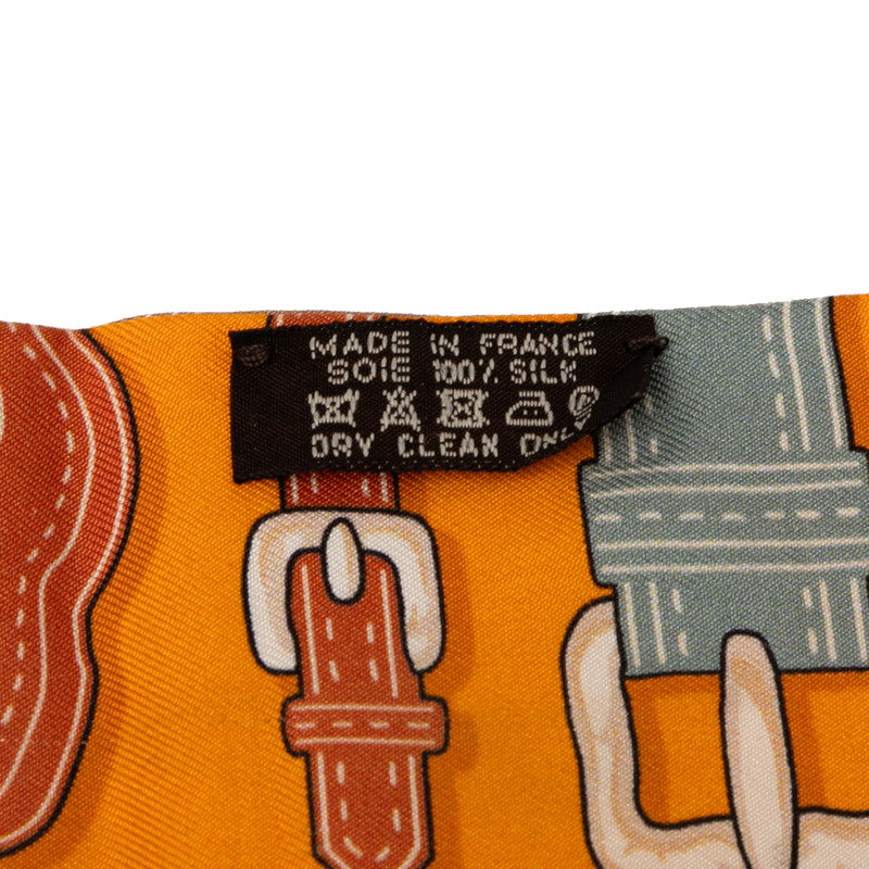 エルメス ツイリー HARNAIS DES PRESIDENTS 大統領の馬具 スカーフ オレンジ マルチカラー シルク レディース HERMES 【中古】