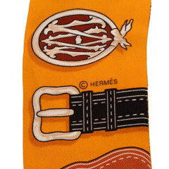 エルメス ツイリー HARNAIS DES PRESIDENTS 大統領の馬具 スカーフ オレンジ マルチカラー シルク レディース HERMES 【中古】