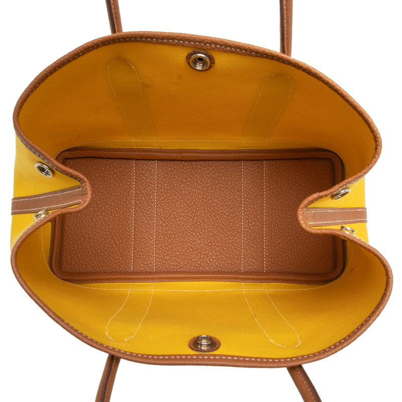 エルメス ガーデンパーティーTPM ハンドバッグ イエロー ブラウン シルバー金具 トワルオフィシエ ネゴンダ レディース HERMES 【中古】