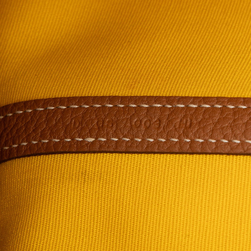 エルメス ガーデンパーティーTPM ハンドバッグ イエロー ブラウン シルバー金具 トワルオフィシエ ネゴンダ レディース HERMES 【中古】