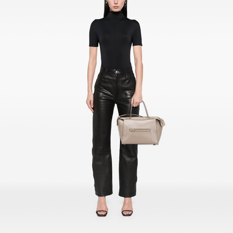 セリーヌ リング スモール ライトトープ ハンドバッグ グレージュ ベージュ レザー レディース CELINE 【中古】