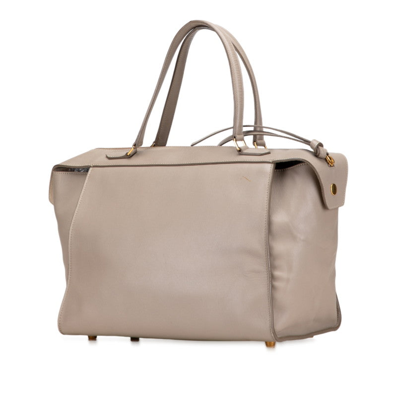 セリーヌ リング スモール ライトトープ ハンドバッグ グレージュ ベージュ レザー レディース CELINE 【中古】