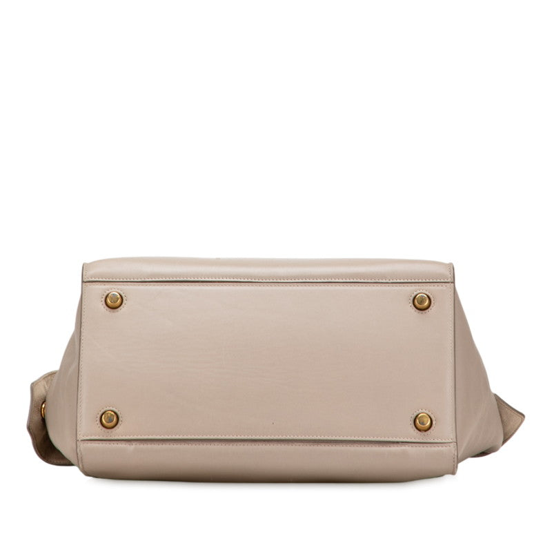 セリーヌ リング スモール ライトトープ ハンドバッグ グレージュ ベージュ レザー レディース CELINE 【中古】