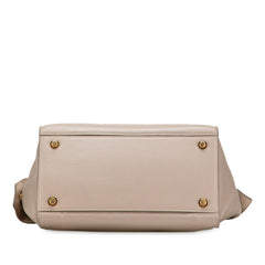 セリーヌ リング スモール ライトトープ ハンドバッグ グレージュ ベージュ レザー レディース CELINE 【中古】