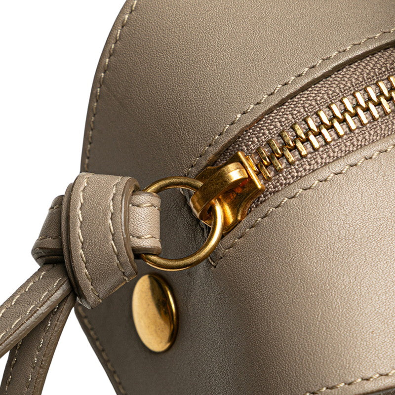 セリーヌ リング スモール ライトトープ ハンドバッグ グレージュ ベージュ レザー レディース CELINE 【中古】