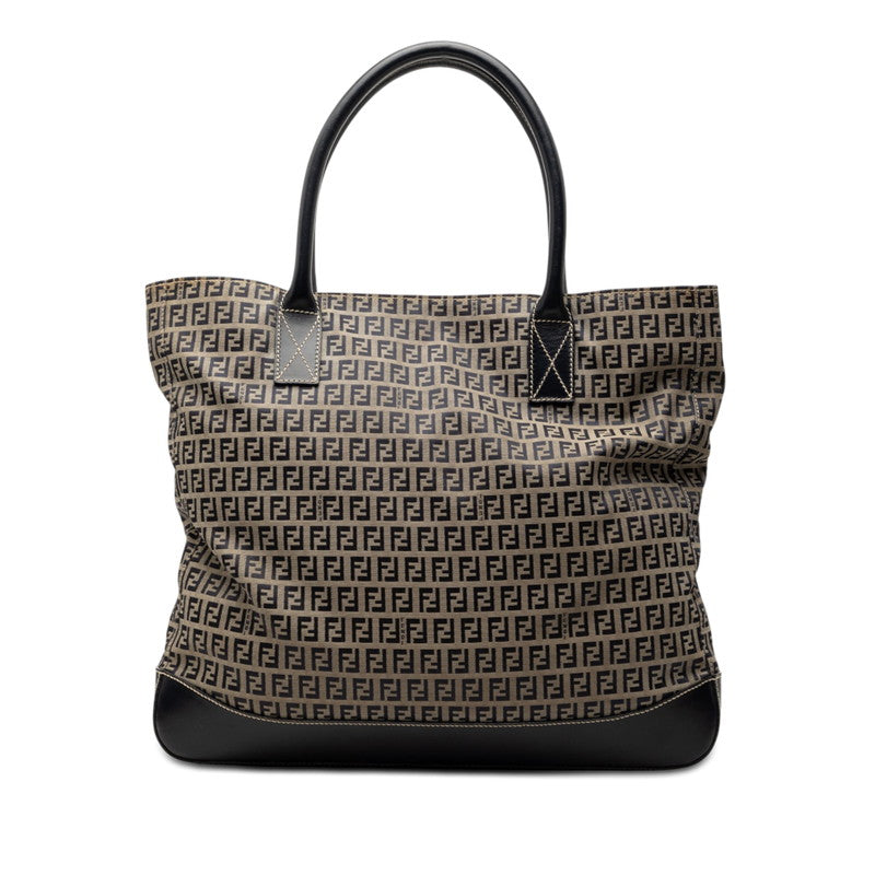 フェンディ ズッキーノ トートバッグ ハンドバッグ 16329 グレー ネイビー キャンバス レザー レディース FENDI 【中古】