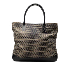 フェンディ ズッキーノ トートバッグ ハンドバッグ 16329 グレー ネイビー キャンバス レザー レディース FENDI 【中古】