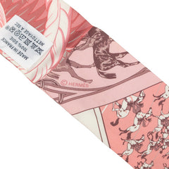エルメス ツイリー Cheval Phoenix 馬と不死鳥 スカーフ 新タグ ピンク シルク レディース HERMES 【中古】
