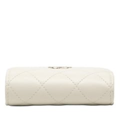シャネル ココマーク マトラッセ ラインストーン 二つ折り財布 ホワイト ラムスキン レディース CHANEL 【中古】