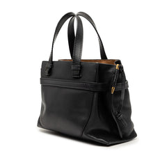 ロエベ アナグラム ゲート スモール ハンドバッグ トップハンドル ショルダーバッグ 2WAY ブラック レザー レディース LOEWE 【中古】
