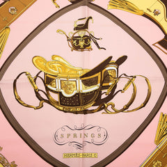 エルメス カレ90 SPRINGS スプリングス 馬車 スカーフ ピンク マルチカラー シルク レディース HERMES 【中古】