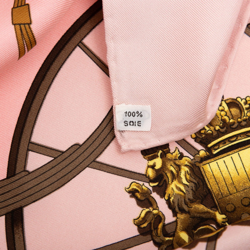 エルメス カレ90 SPRINGS スプリングス 馬車 スカーフ ピンク マルチカラー シルク レディース HERMES 【中古】