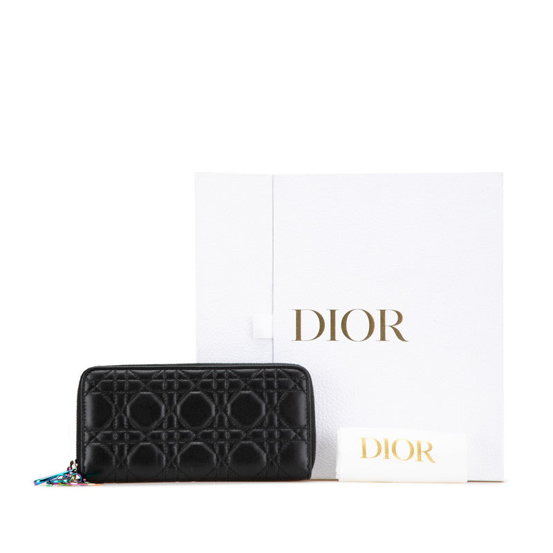 ディオール カナージュ レディディオール ラウンドファスナー 長財布 ブラック マルチカラー レザー レディース Dior 【中古】