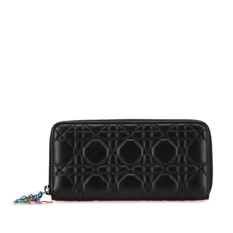 ディオール カナージュ レディディオール ラウンドファスナー 長財布 ブラック マルチカラー レザー レディース Dior 【中古】