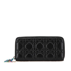 ディオール カナージュ レディディオール ラウンドファスナー 長財布 ブラック マルチカラー レザー レディース Dior 【中古】