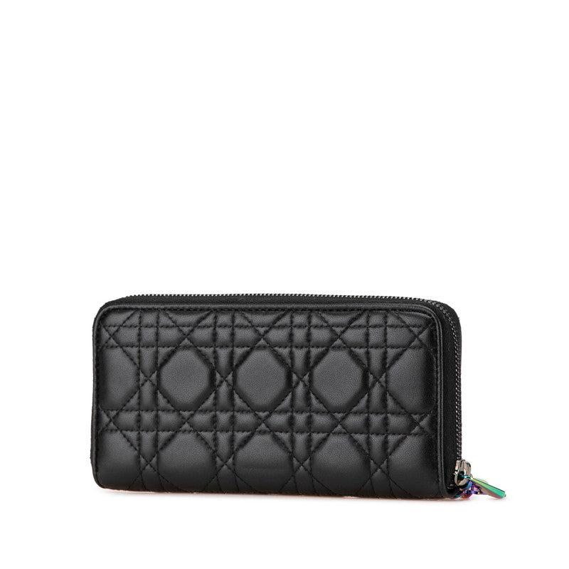 ディオール カナージュ レディディオール ラウンドファスナー 長財布 ブラック マルチカラー レザー レディース Dior 【中古】