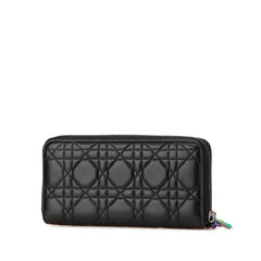 ディオール カナージュ レディディオール ラウンドファスナー 長財布 ブラック マルチカラー レザー レディース Dior 【中古】