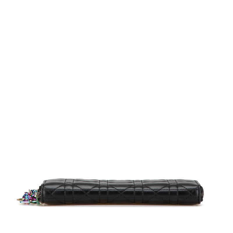 ディオール カナージュ レディディオール ラウンドファスナー 長財布 ブラック マルチカラー レザー レディース Dior 【中古】