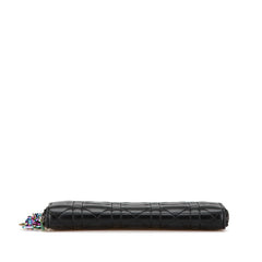 ディオール カナージュ レディディオール ラウンドファスナー 長財布 ブラック マルチカラー レザー レディース Dior 【中古】