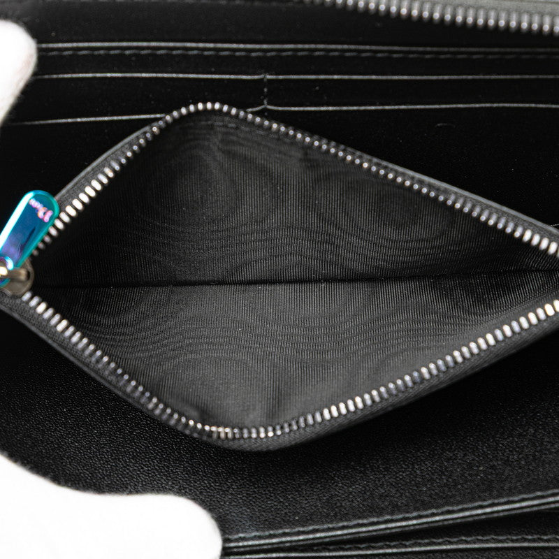 ディオール カナージュ レディディオール ラウンドファスナー 長財布 ブラック マルチカラー レザー レディース Dior 【中古】