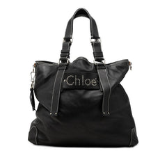 クロエ ロゴ スタッズ トートバッグ ハンドバッグ ブラック レザー レディース Chloe 【中古】