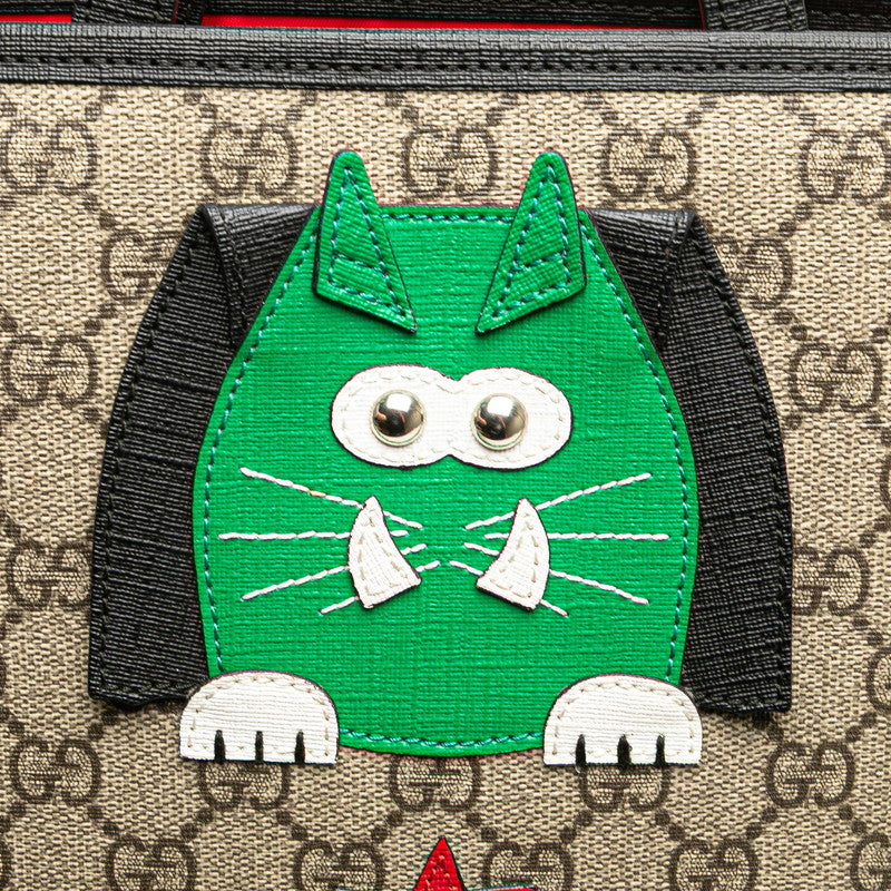 グッチ GGキャット チルドレンズトート トートバッグ ハンドバッグ 645290 ベージュ ブラック マルチカラー PVC レザー レディース GUCCI 【中古】