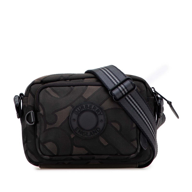バーバリー パディ TB柄 斜め掛け ショルダーバッグ ブラック ブラウン コットン レザー レディース BURBERRY 【中古】