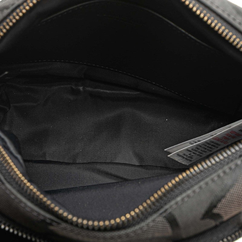 バーバリー パディ TB柄 斜め掛け ショルダーバッグ ブラック ブラウン コットン レザー レディース BURBERRY 【中古】