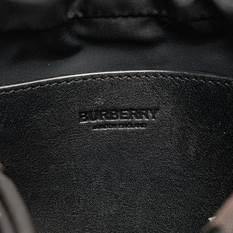 バーバリー パディ TB柄 斜め掛け ショルダーバッグ ブラック ブラウン コットン レザー レディース BURBERRY 【中古】
